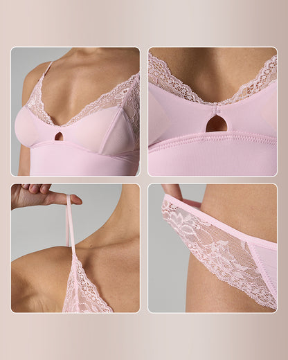 Curvvvy® Lace Padded Triangle Camisole Set