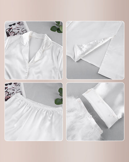 Curvvvy® Ice Silk Feather Loose Pajama Set