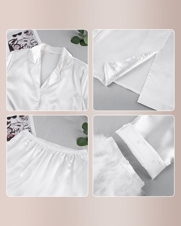 Curvvvy® Ice Silk Feather Loose Pajama Set