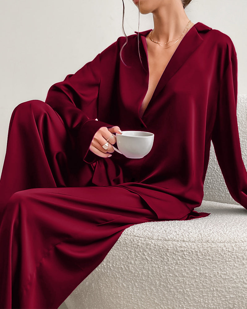 Curvvvy® Summer Faux Silk Pajama Set