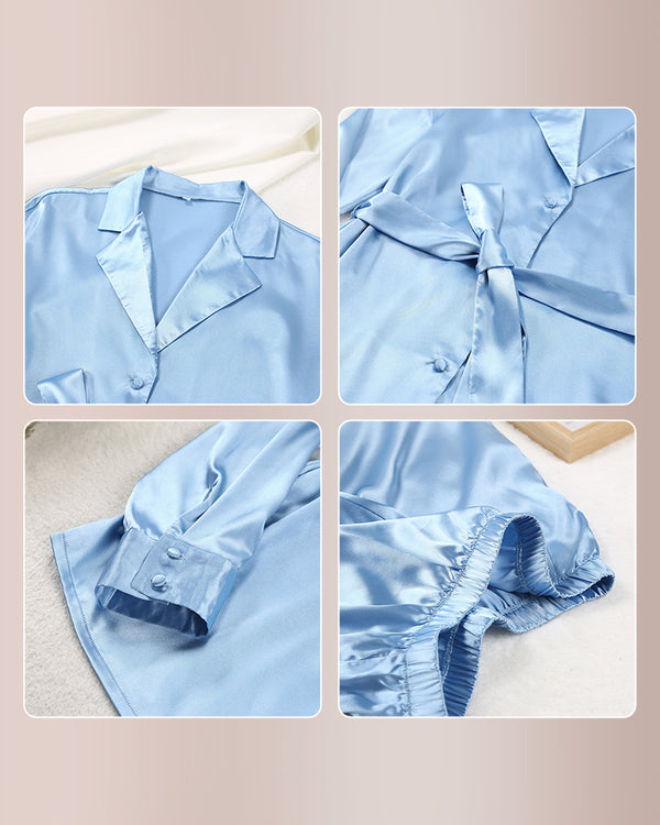 Curvvvy® Serenity Satin 2-Piece Wrap Loungewear Set