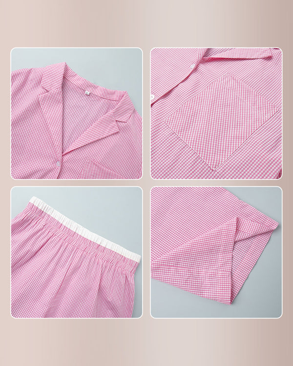 Curvvvy® Classic Gingham Long Sleeve Pajama Set