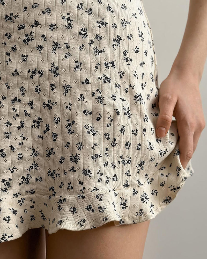 Curvvvy® Floral Jacquard Knit Slip Loungewear Dress