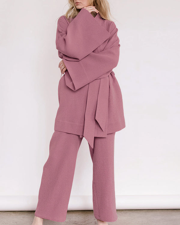 Curvvvy® Cloud-Soft Gauze 2-Piece Wrap Loungewear Set