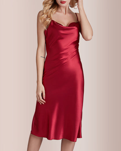 Curvvvy® Elegant Cowl Neck Satin Slip Dress
