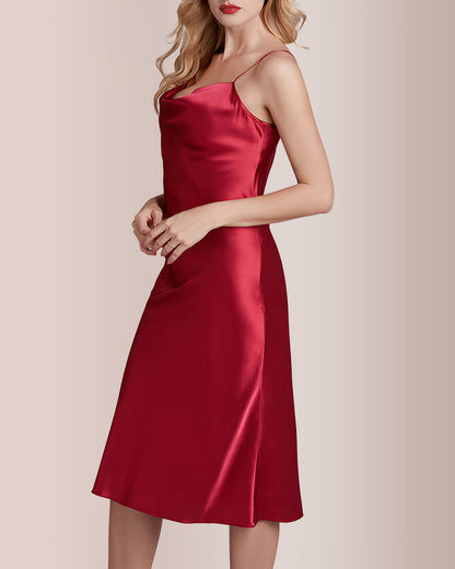 Curvvvy® Elegant Cowl Neck Satin Slip Dress