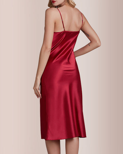 Curvvvy® Elegant Cowl Neck Satin Slip Dress
