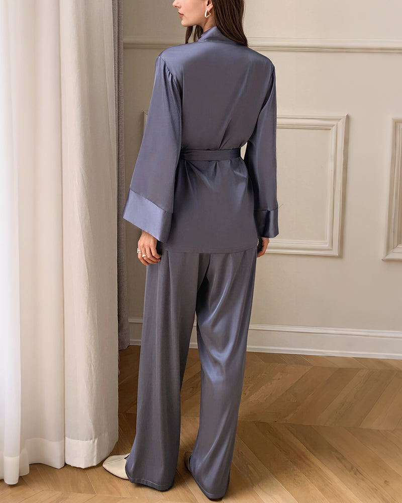 Curvvvy® Elegant French Satin Wrap Pajama Set