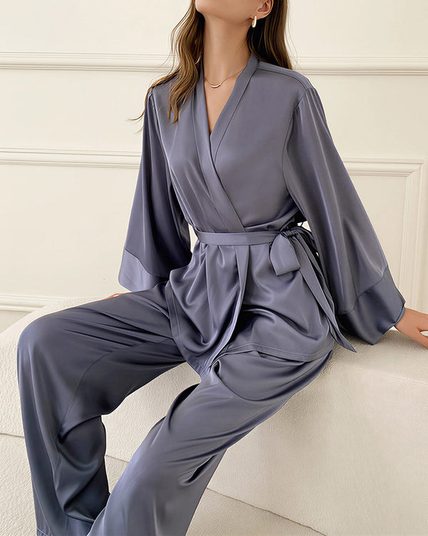 Curvvvy® Elegant French Satin Wrap Pajama Set