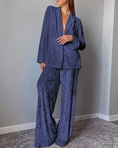 Curvvvy® Luxe Crushed Velvet 2-Piece Loungewear Set