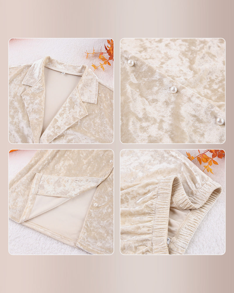 Curvvvy® Luxe Crushed Velvet 2-Piece Loungewear Set