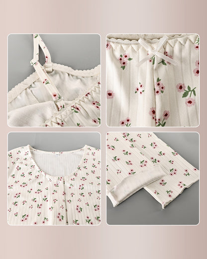 Curvvvy® Floral Ribbed Knit 3-Piece Loungewear Set