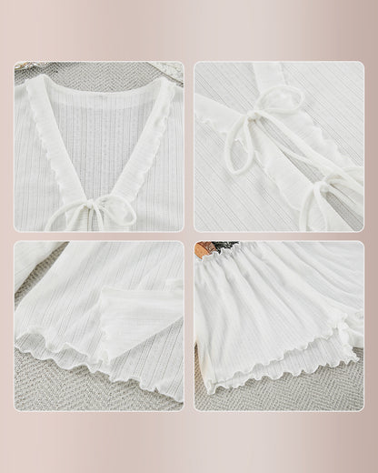 Curvvvy® Tie-Front Long Sleeve Loungewear Set