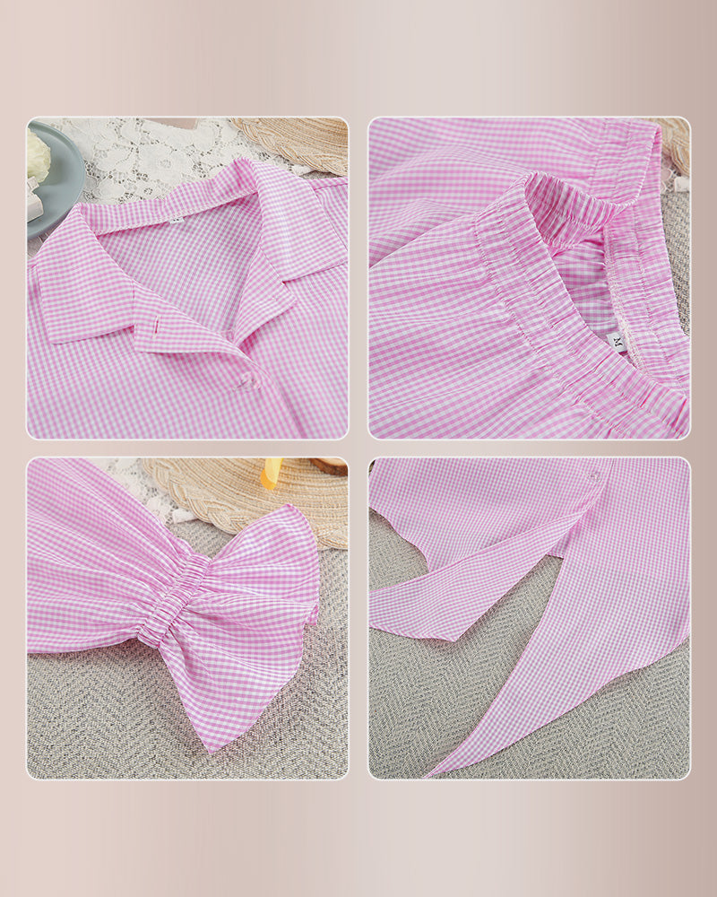 Curvvvy® Sweetheart Pink Plaid Ruffle 2-Piece Loungewear Set
