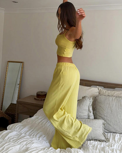 Curvvvy® Ribbed Cami & Wide-Leg Pant Lounge Set