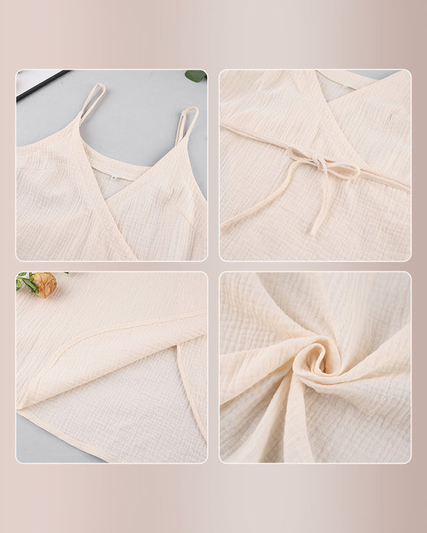 Curvvvy® Double Gauze Wrap Sleep Dress V-Neck Lounge Slip