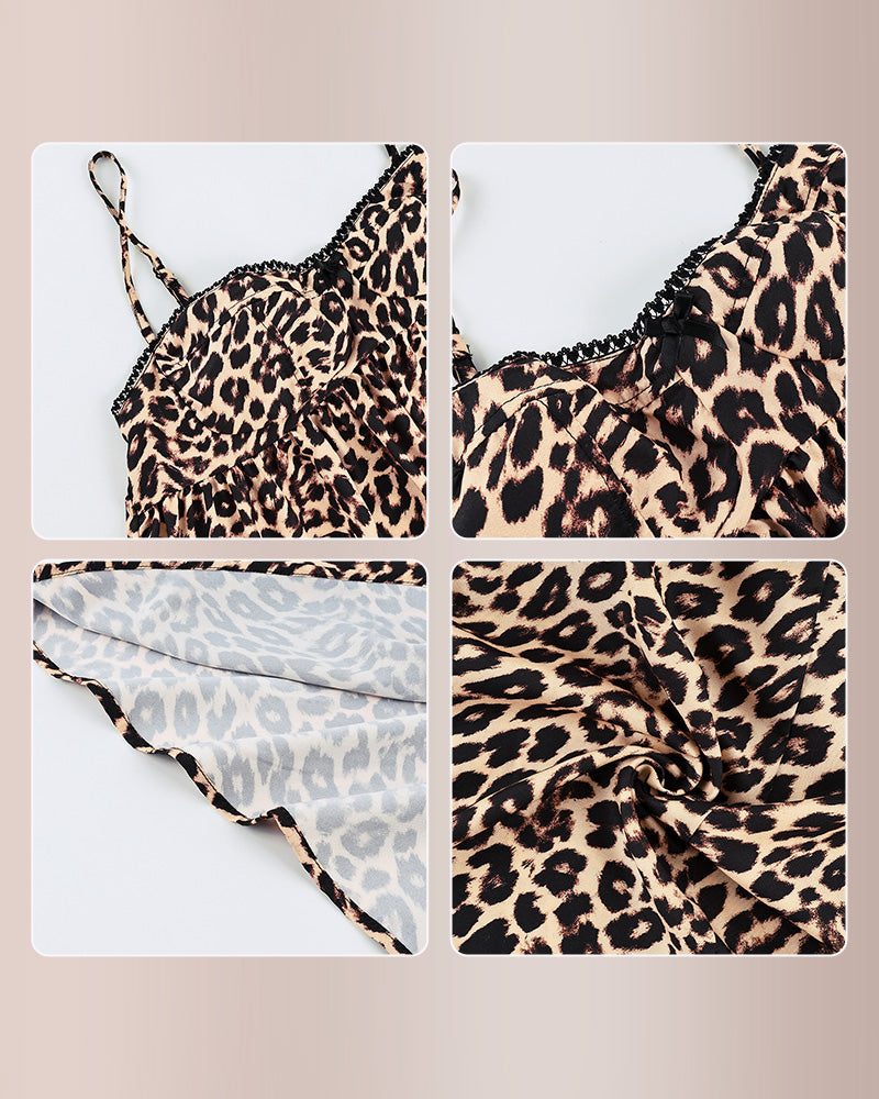 Curvvvy® Wild Side Leopard Print Babydoll Slip Dress