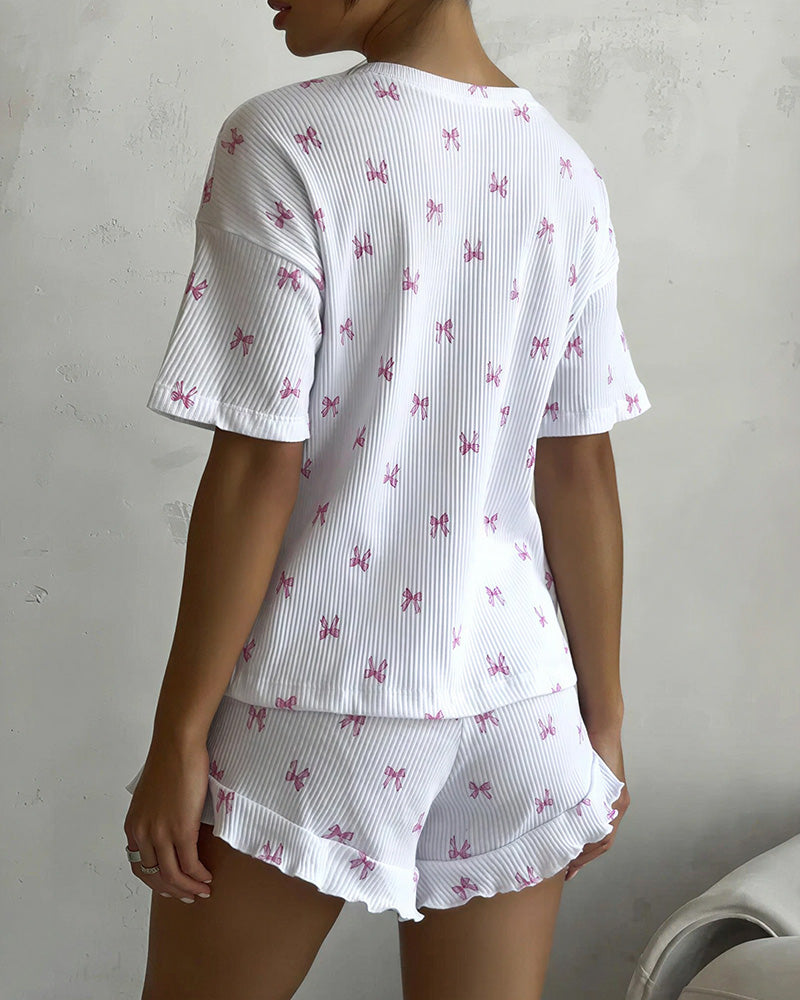Curvvvy® Coquette Bow Print Thread Lounge Set