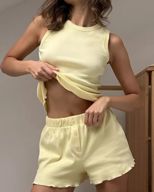 Curvvvy® Effortless Ribbed Tank & Shorts Loungewear Set