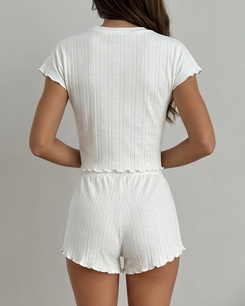 Curvvvy® Cloud Soft Pointelle Knit Loungewear Set