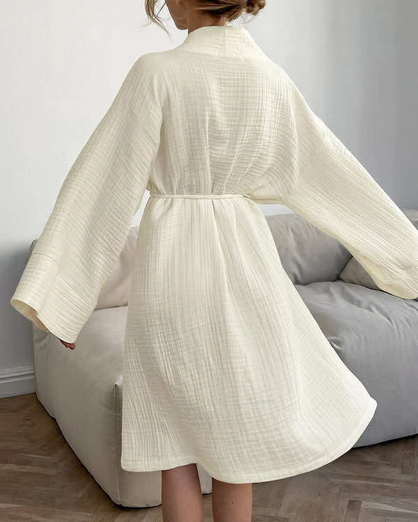 Curvvvy™ The Cloud Cotton Muslin Robe Relaxed Fit Loungewear