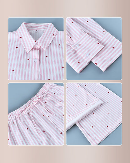 Curvvvy™ Sweetheart Pink Striped Long Sleeve Pajama Set