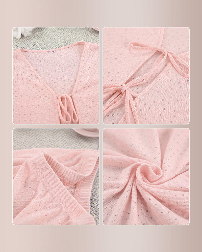 Curvvvy™ Cozy Knit Tie-Front Loungewear Set