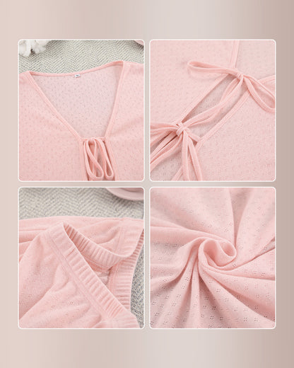 Curvvvy™ Cozy Knit Tie-Front Loungewear Set