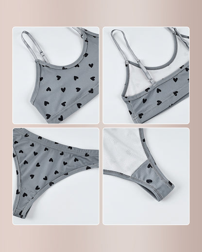 Curvvvy™ Sweetheart Ribbed Knit Two-Piece Lingerie Lounge Set