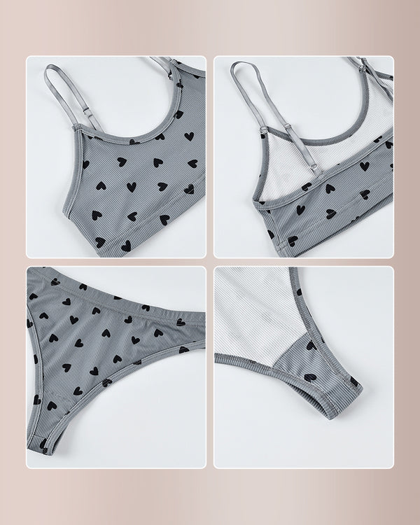 Curvvvy™ Sweetheart Ribbed Knit Two-Piece Lingerie Lounge Set