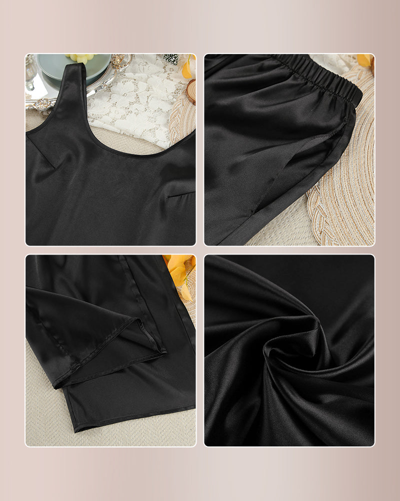 Curvvvy™ Midnight Elegance Silky Satin Lounge Set