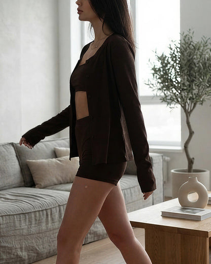 Curvvvy™ 3-Piece Ribbed Knit Lounge Set
