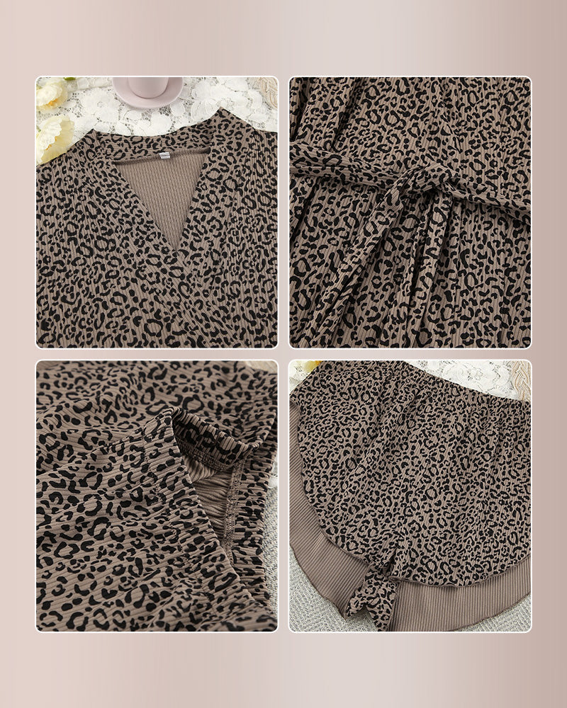 Curvvvy™ 3-Piece Leopard Ruffle Loungewear Set