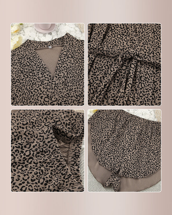 Curvvvy™ 3-Piece Leopard Ruffle Loungewear Set