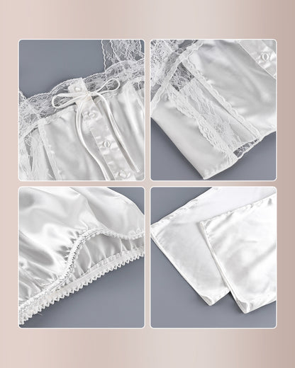 Curvvvy™ Silky Lace Cami & Wide-Leg Pants Two-Piece Lounge Set