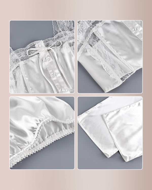 Curvvvy™ Silky Lace Cami & Wide-Leg Pants Two-Piece Lounge Set