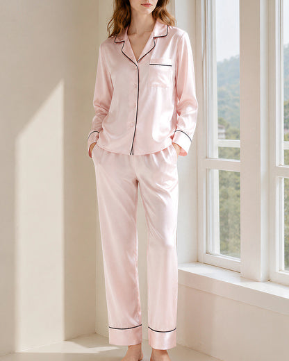 Curvvvy™ Classic 100% Mulberry Silk Pajama Set - Long Sleeve Loungewear