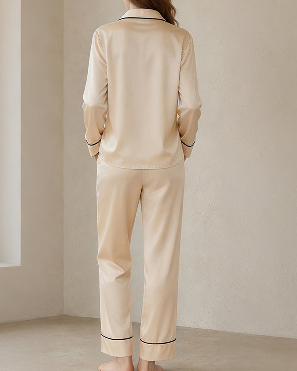 Curvvvy™ Classic 100% Mulberry Silk Pajama Set - Long Sleeve Loungewear