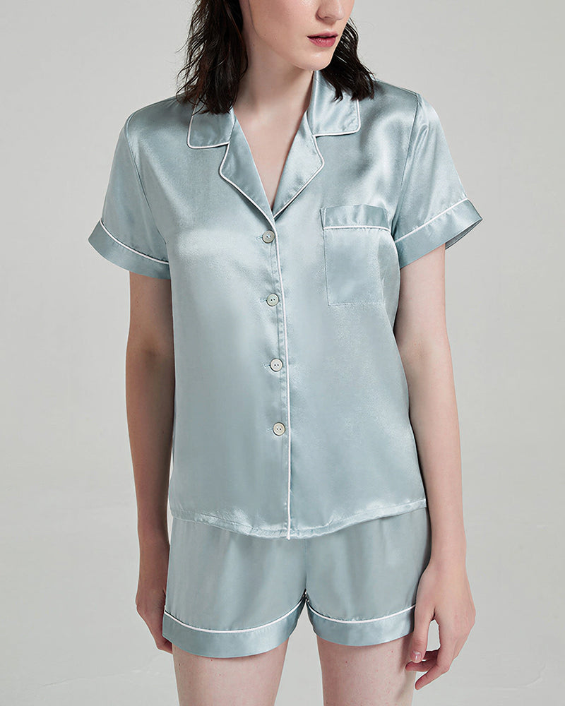 Curvvvy™ 100% Mulberry Silk Short Sleeve Pajama Set