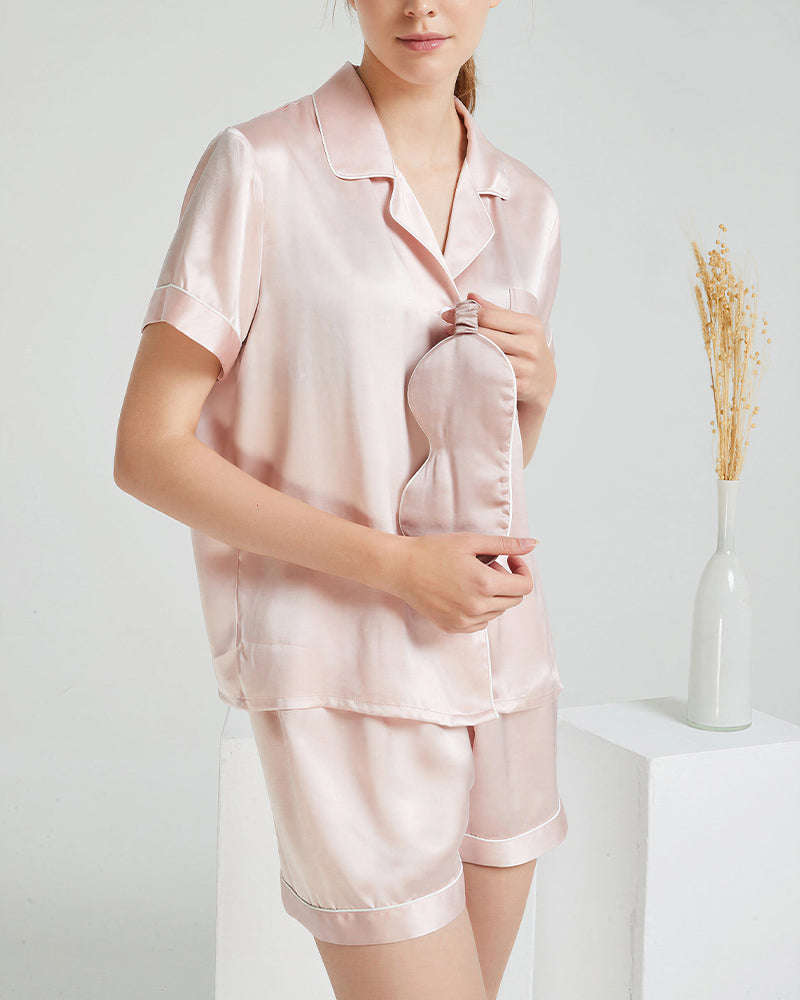 Curvvvy™ 100% Mulberry Silk Short Sleeve Pajama Set