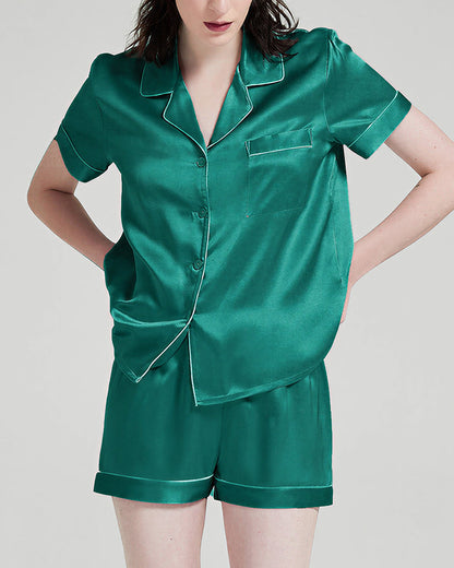 Curvvvy™ 100% Mulberry Silk Short Sleeve Pajama Set
