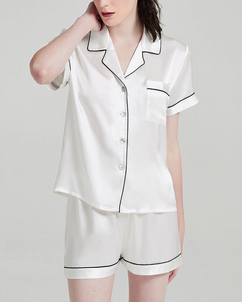Curvvvy™ 100% Mulberry Silk Short Sleeve Pajama Set