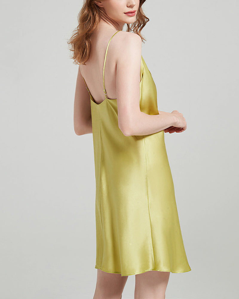 Curvvvy™ 100% Mulberry Silk Cowl Neck Slip Dress