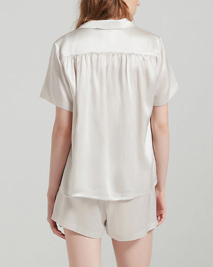 Curvvvy™ Mulberry Silk Pleated Short Pajama Set