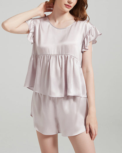 Curvvvy™ Pure Silk Flutter Sleeve Pajama Set