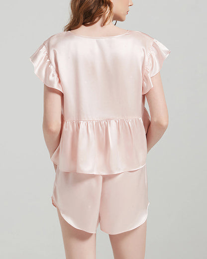 Curvvvy™ Pure Silk Flutter Sleeve Pajama Set