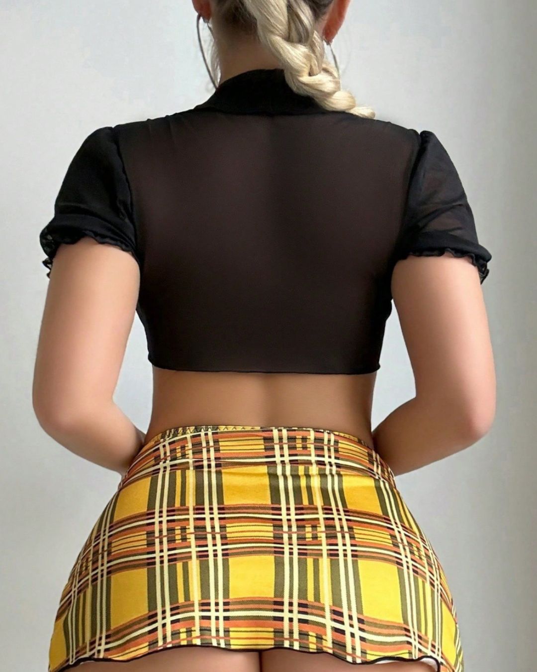 Curvvvy™ Plaid Schoolgirl Lingerie Set