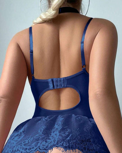 Curvvvy™ Velvet Lace Patchwork Bodycon Dress Set