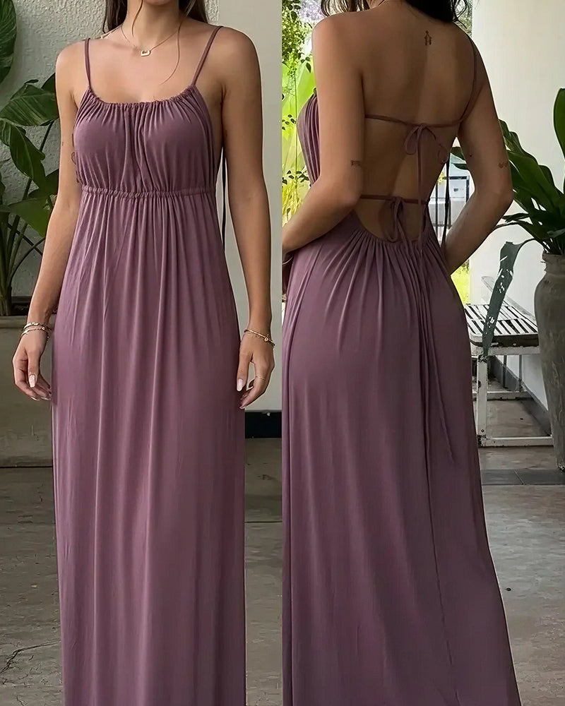 Curvvvy™ French Sweet Summer Plus Size Ruched Slip Maxi Dress