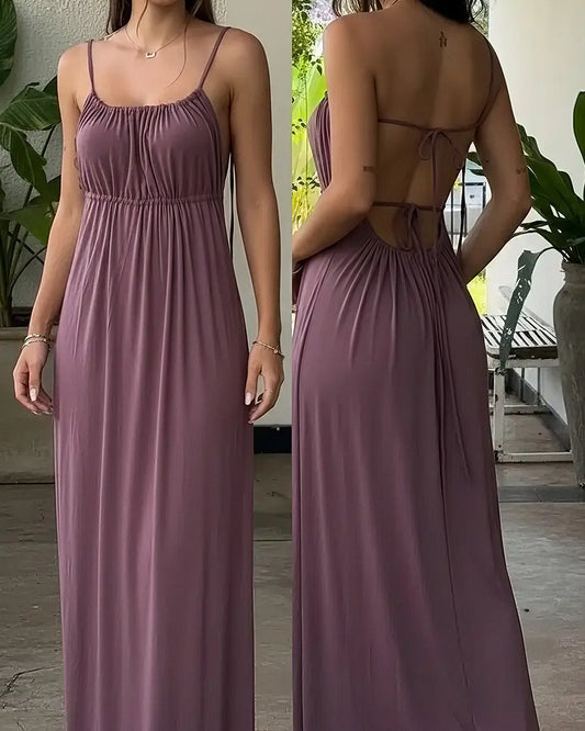 Curvvvy™ French Sweet Summer Plus Size Ruched Slip Maxi Dress